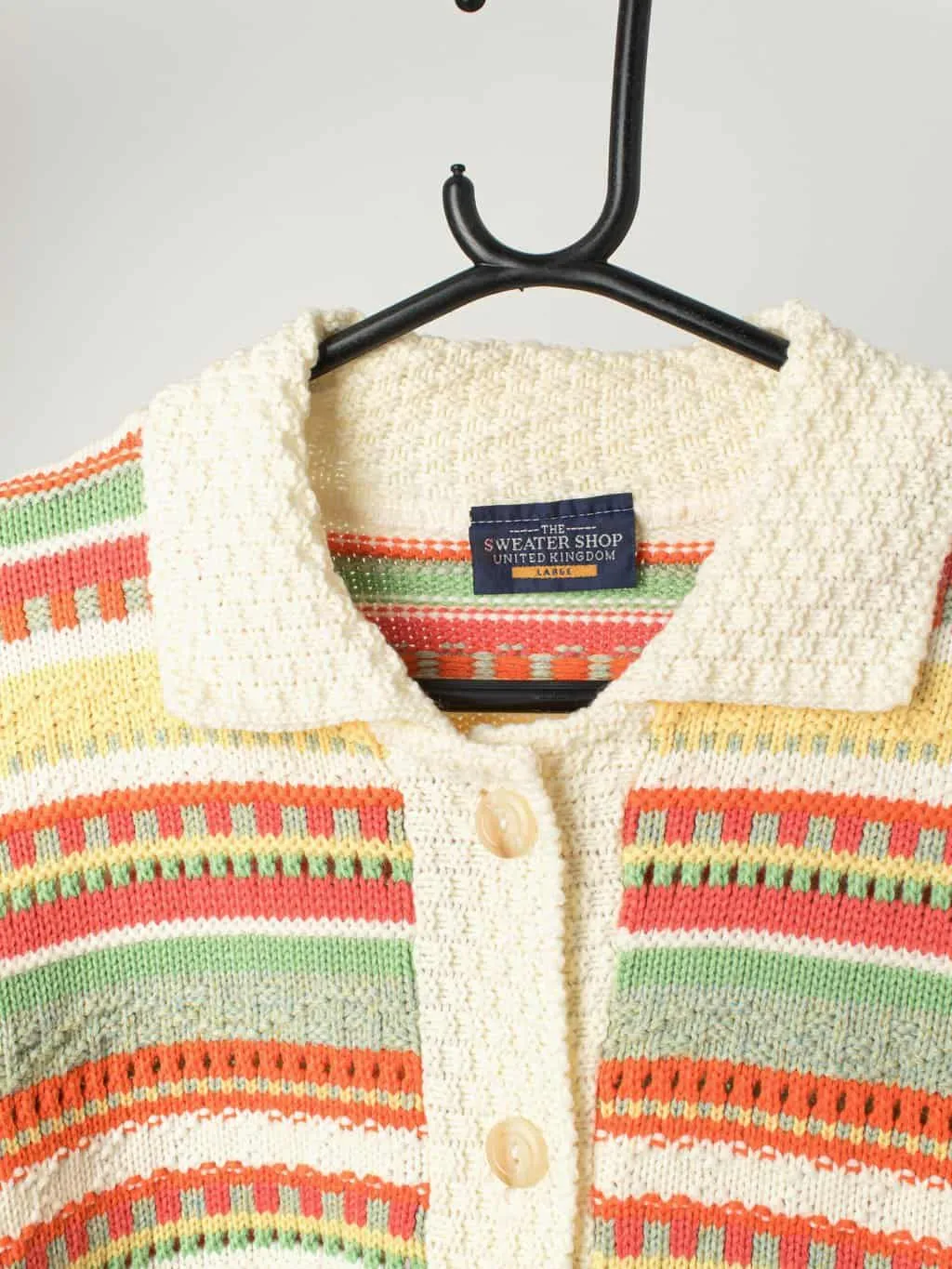 90s vintage The Sweater Shop cardigan, multicoloured pastel colours – Large / XL