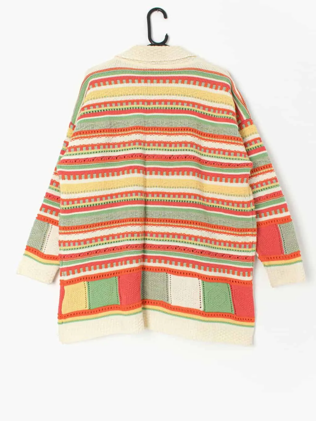 90s vintage The Sweater Shop cardigan, multicoloured pastel colours – Large / XL