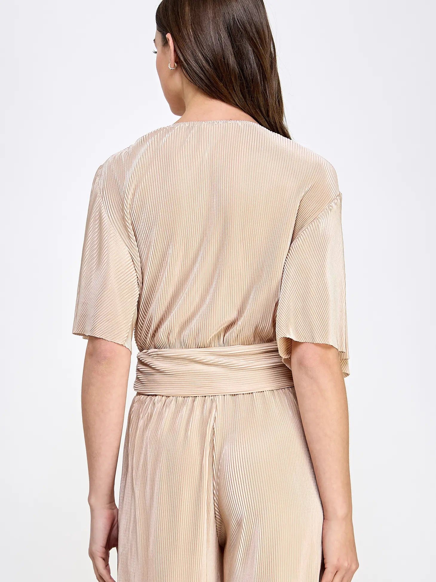 A Level Up Pleated Matching Set - Top Taupe