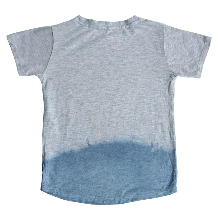 ADVICE Baby And Child Article One T-Shirt Heathered Grey With Blue Dip Dye