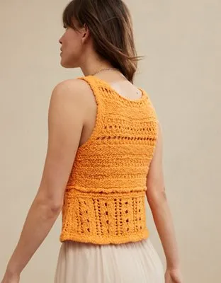 Aerie Crochet Sweater Vest Top-