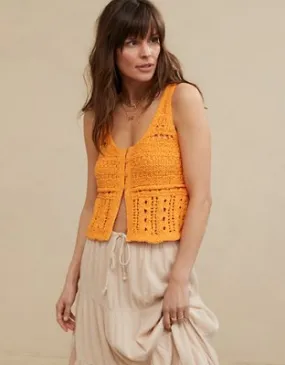 Aerie Crochet Sweater Vest Top-