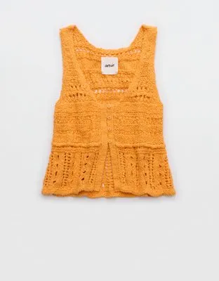 Aerie Crochet Sweater Vest Top-