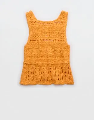 Aerie Crochet Sweater Vest Top-