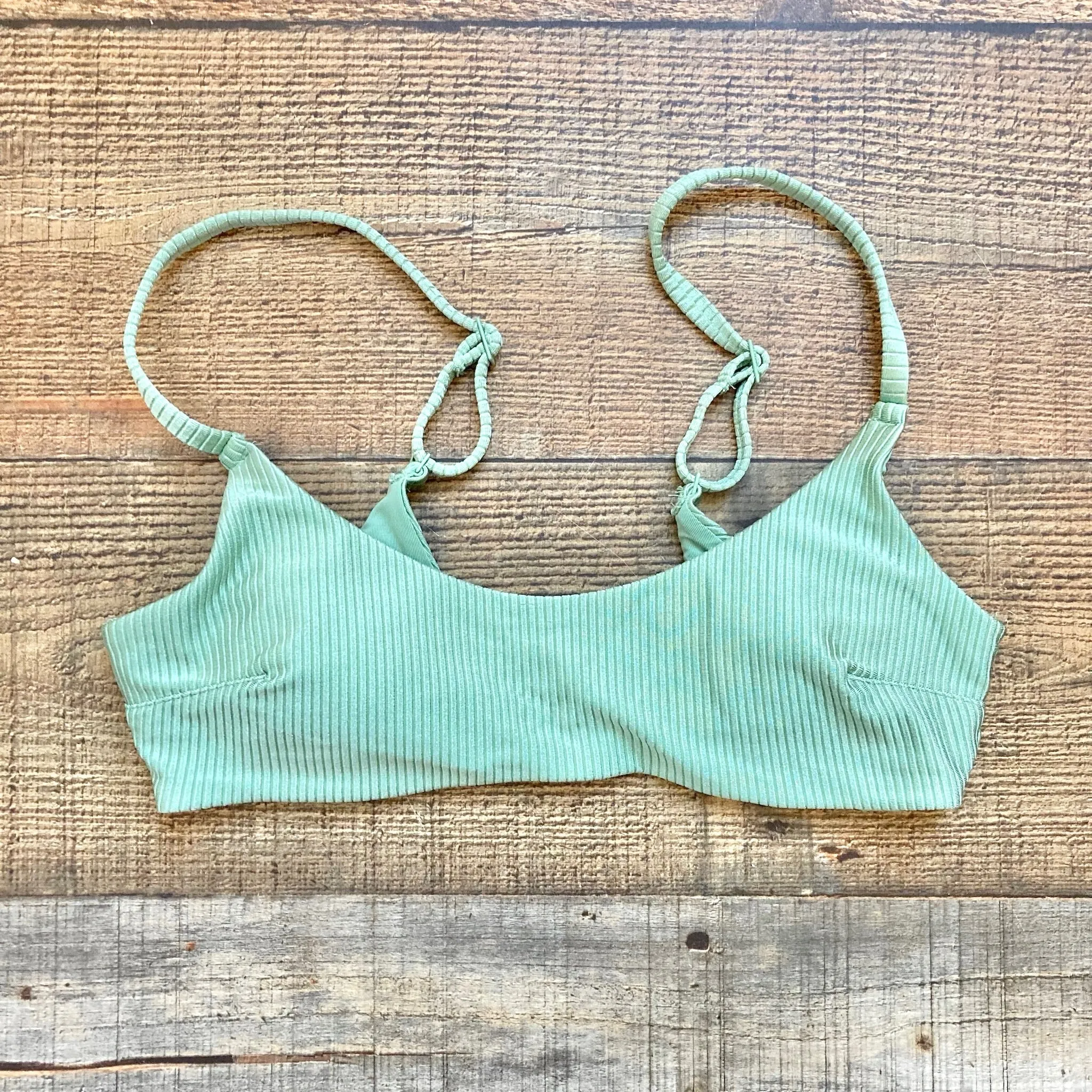 Aerie Green Ribbed Padded Bikini Top- Size S (we have matching bottoms)