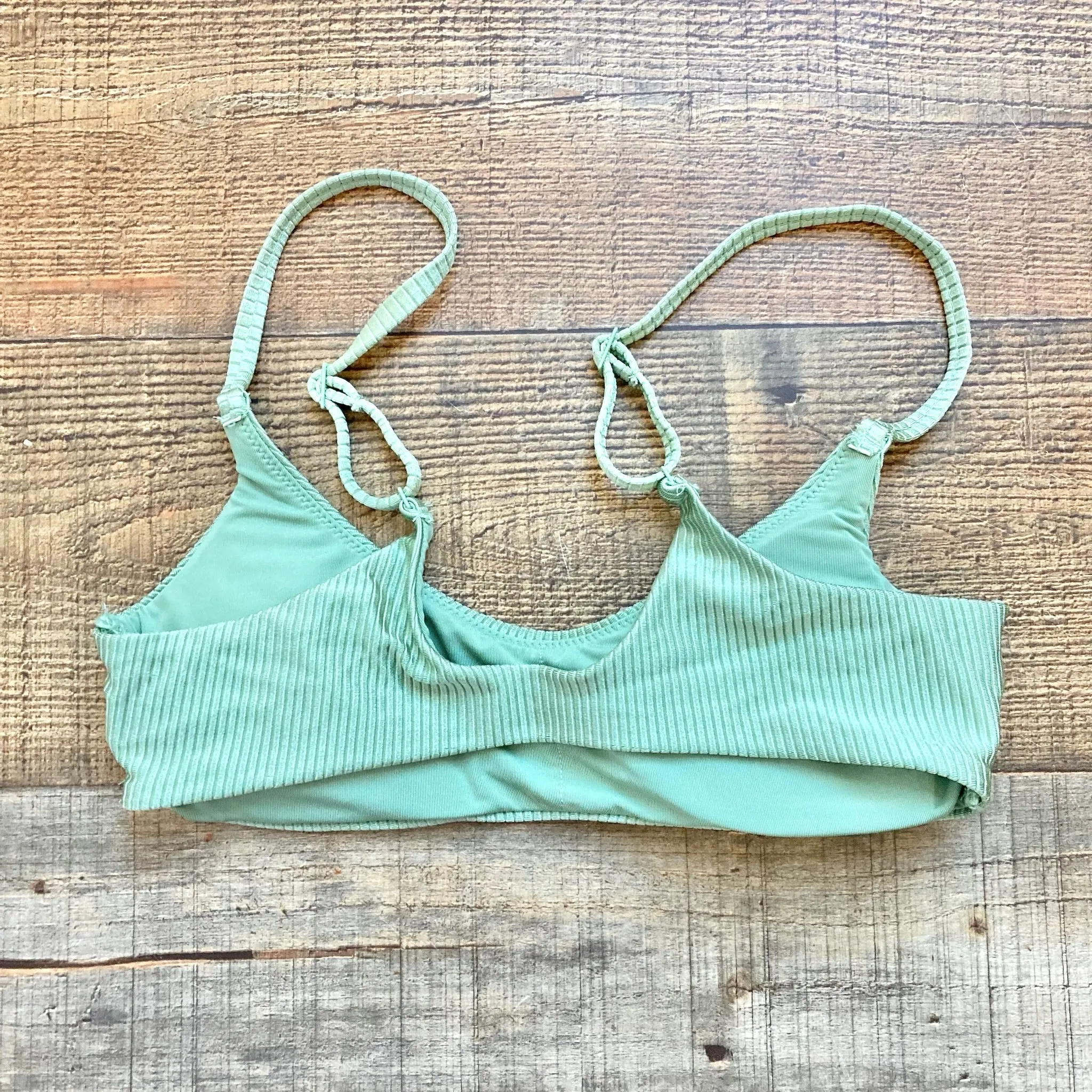 Aerie Green Ribbed Padded Bikini Top- Size S (we have matching bottoms)