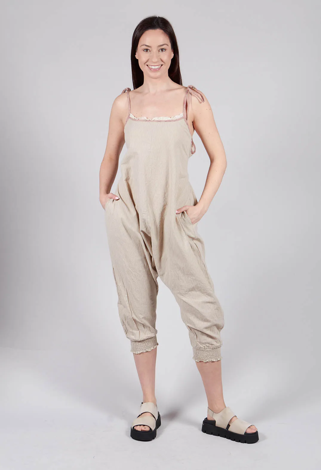 Alain Jumpsuit in Striped Linen