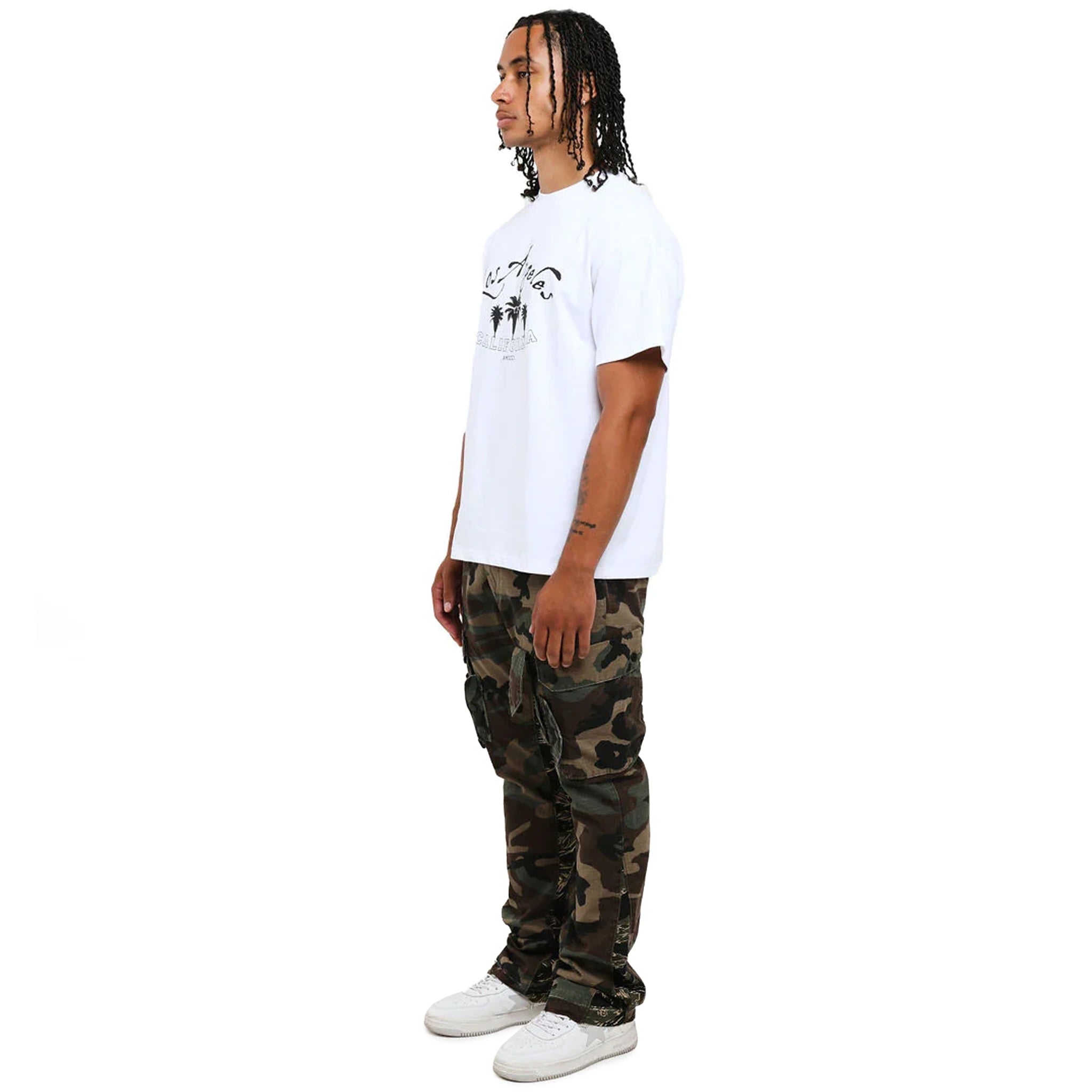 Amicci Flavio Flare Cargo Pants Camo