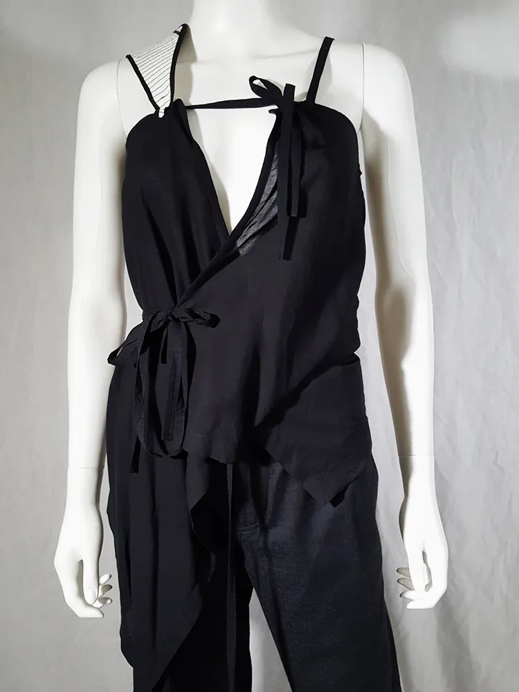 Ann Demeulemeester black top with white shoulder panel — spring 2011