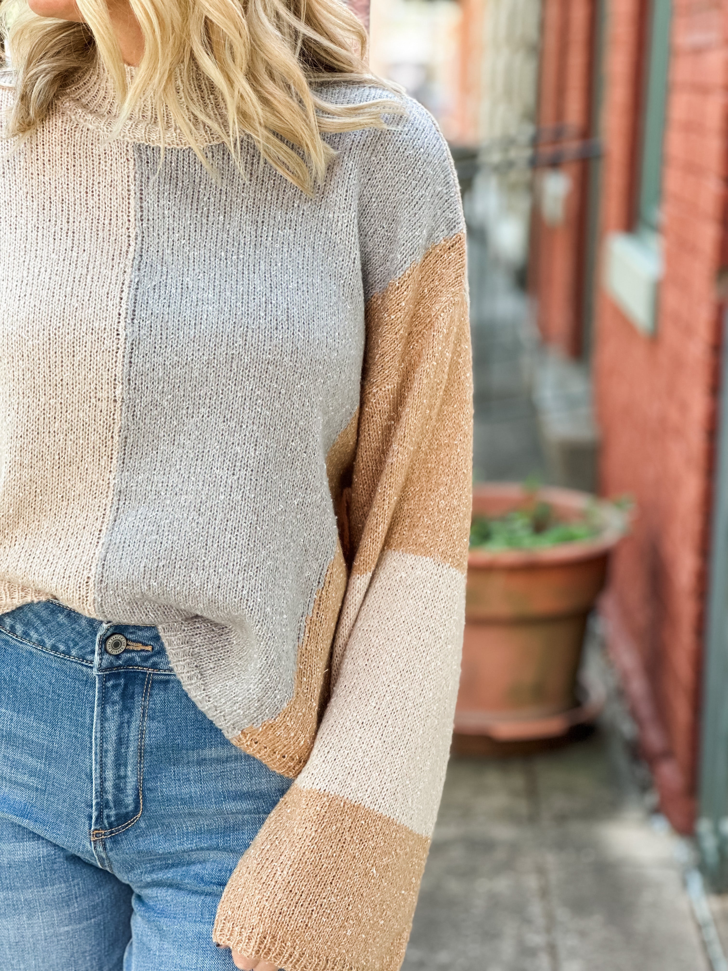 Around The Block Color Block Sweater