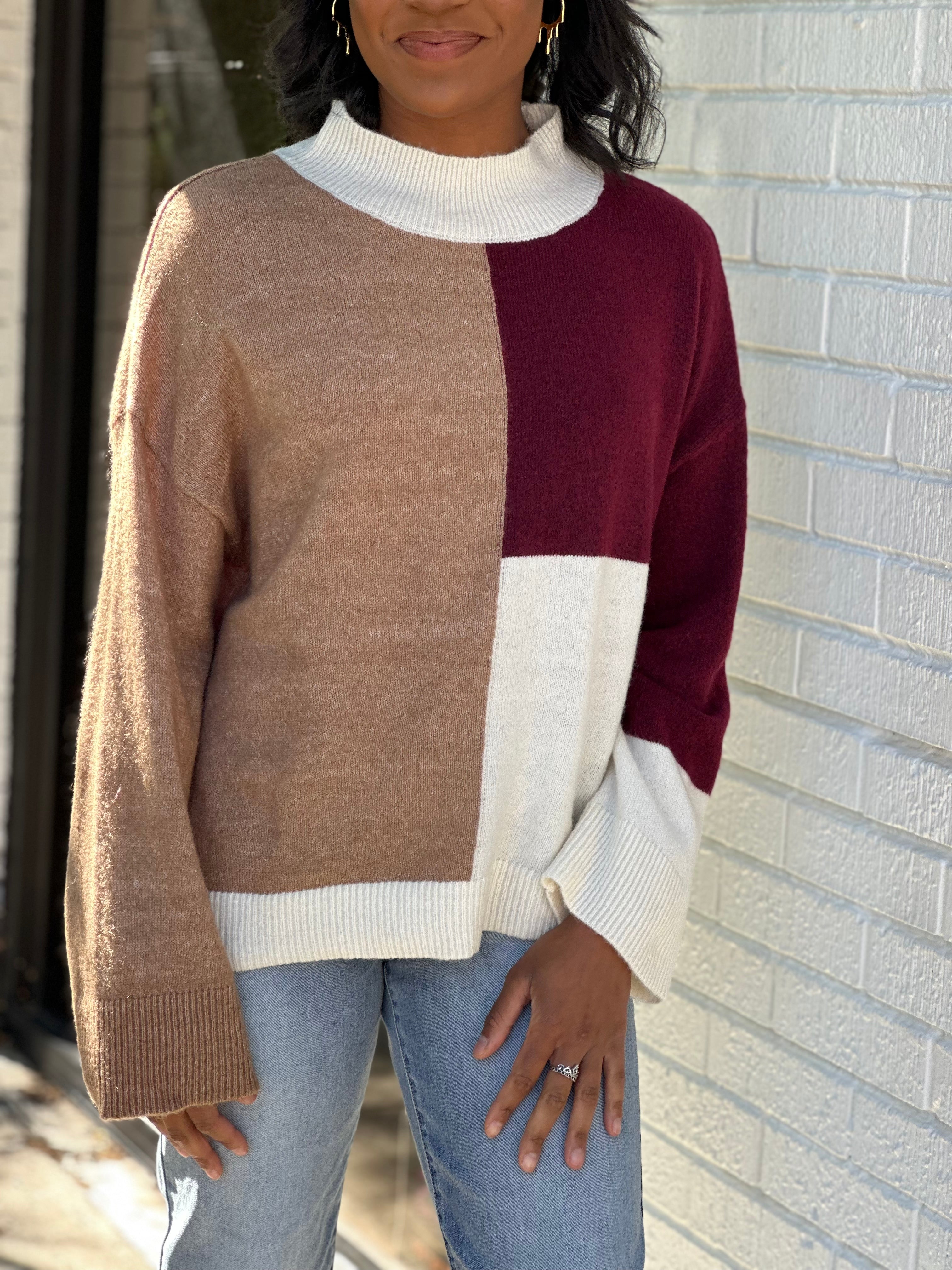 Around the Block Mock Neck Sweater