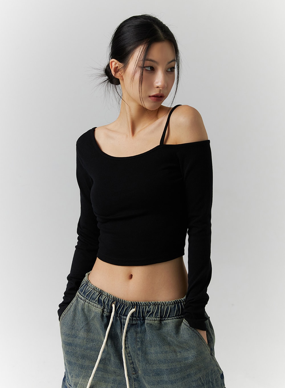 Asymmetrical One-Shoulder Crop Top ID306