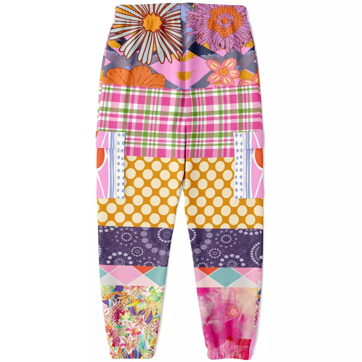 Bahama Mama Pink Patchwork Unisex Eco-Poly Cargo Joggers