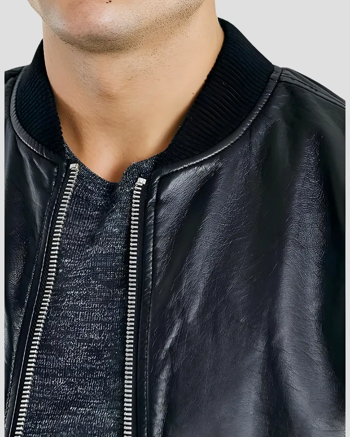 Bailei Black Bomber Leather Jacket