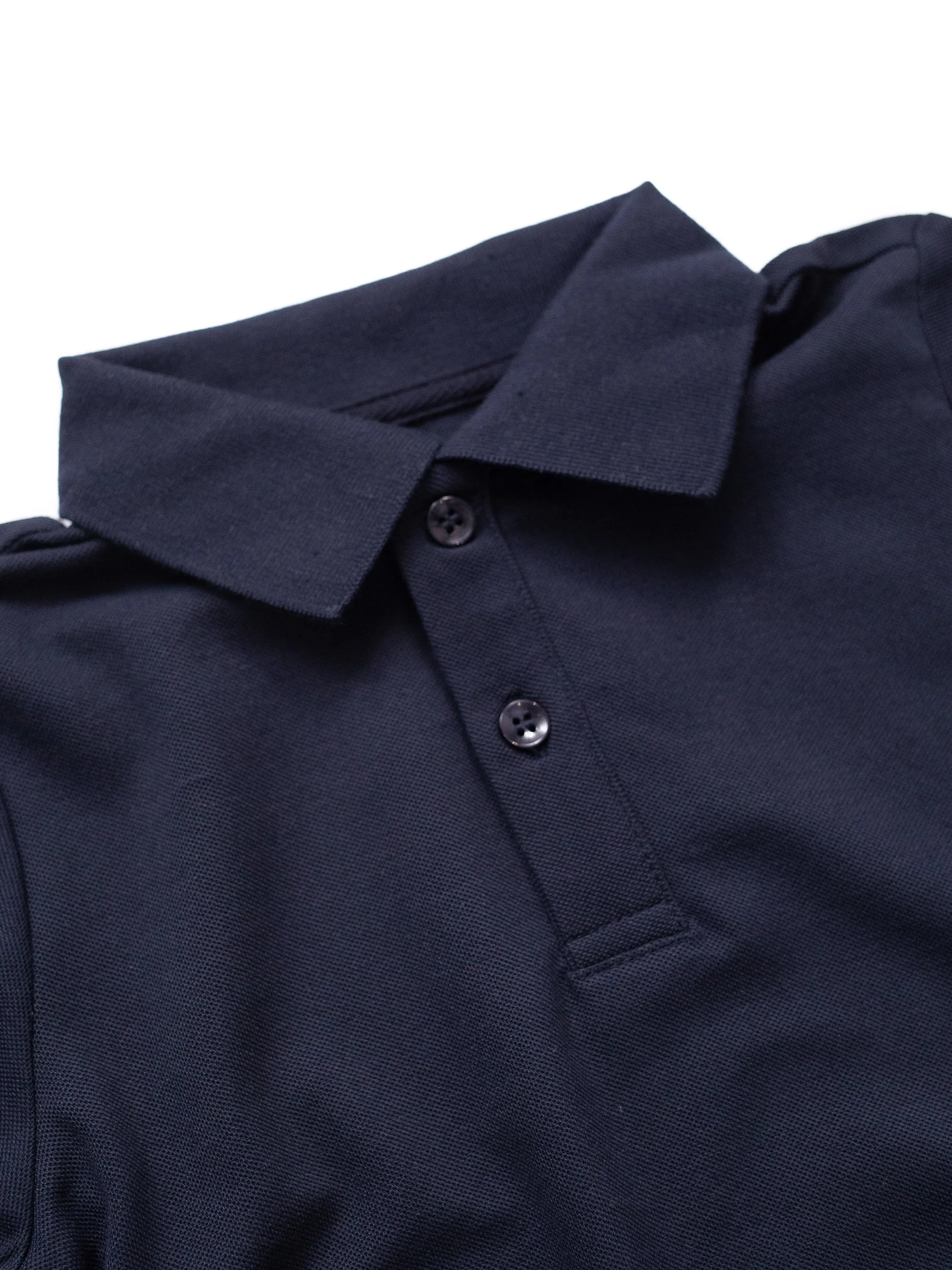 Basic Long Sleeve Polo Shirt - Navy