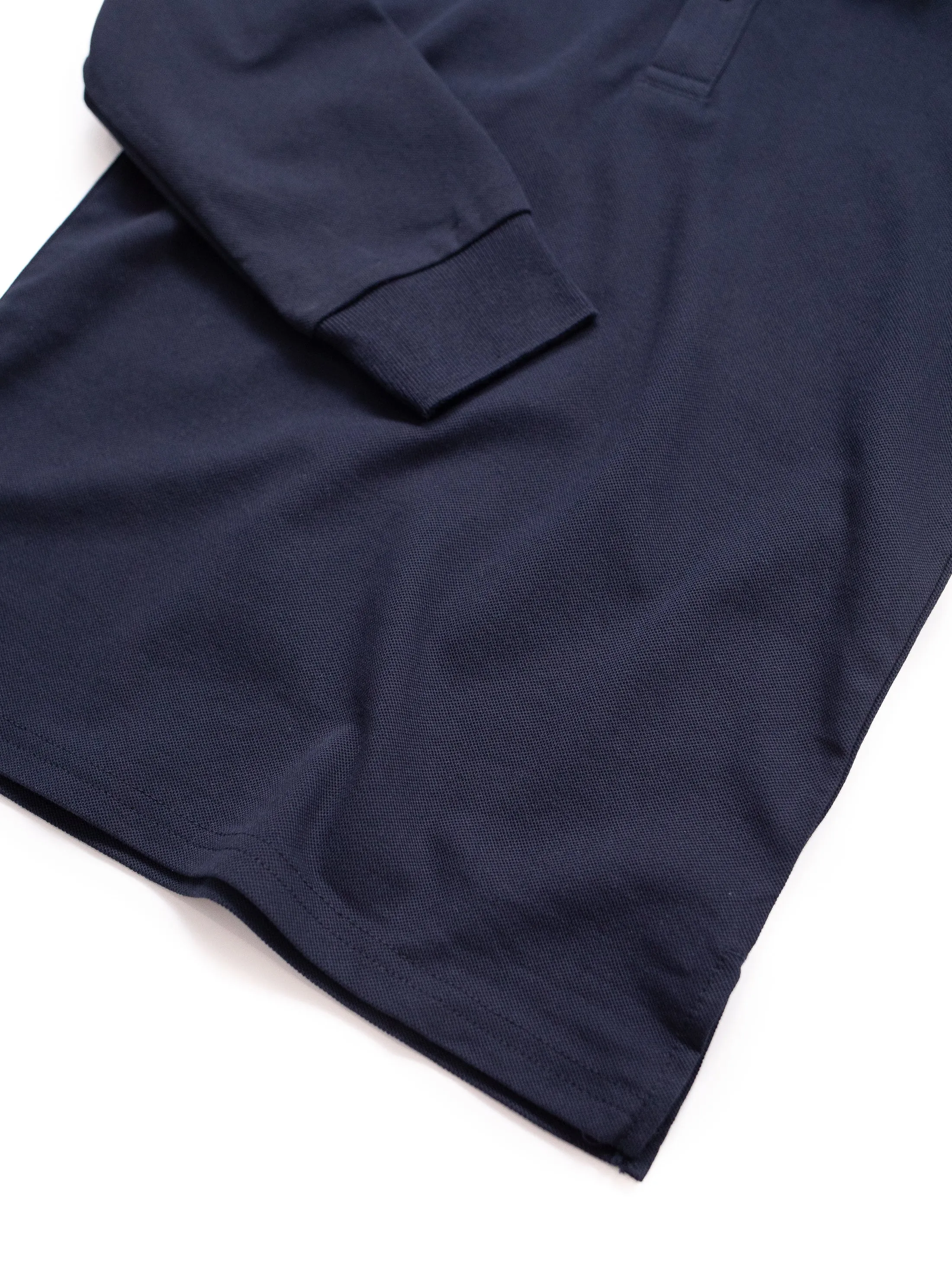 Basic Long Sleeve Polo Shirt - Navy