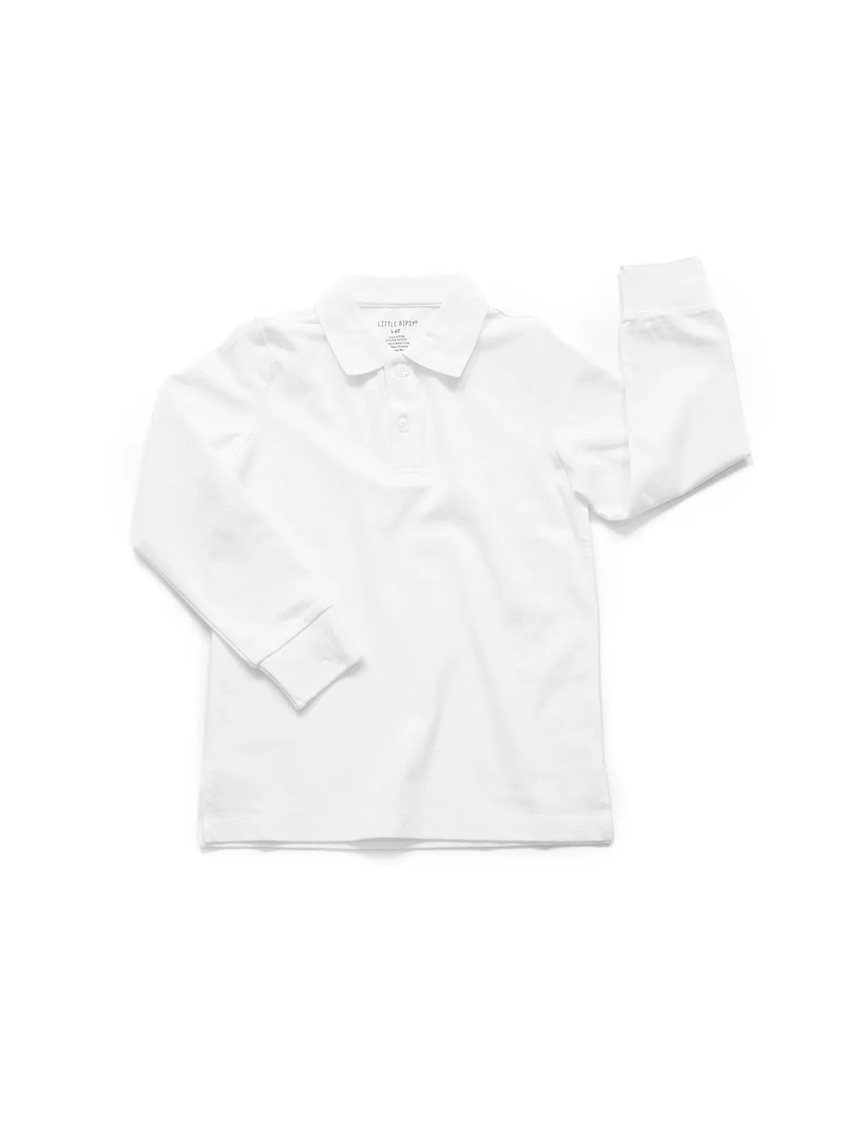 Basic Long Sleeve Polo Shirt - White