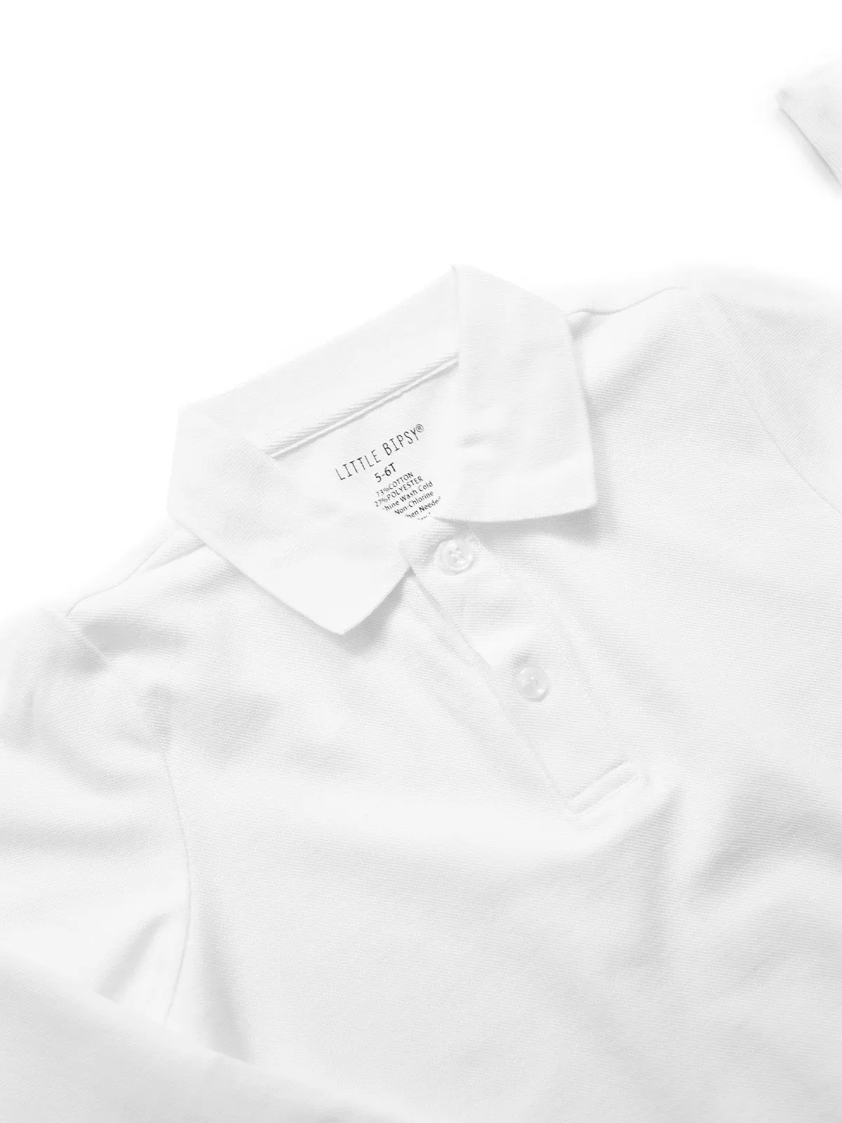 Basic Long Sleeve Polo Shirt - White