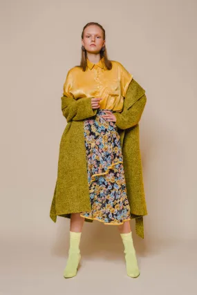 Belted Yak wool Coat -Yellow