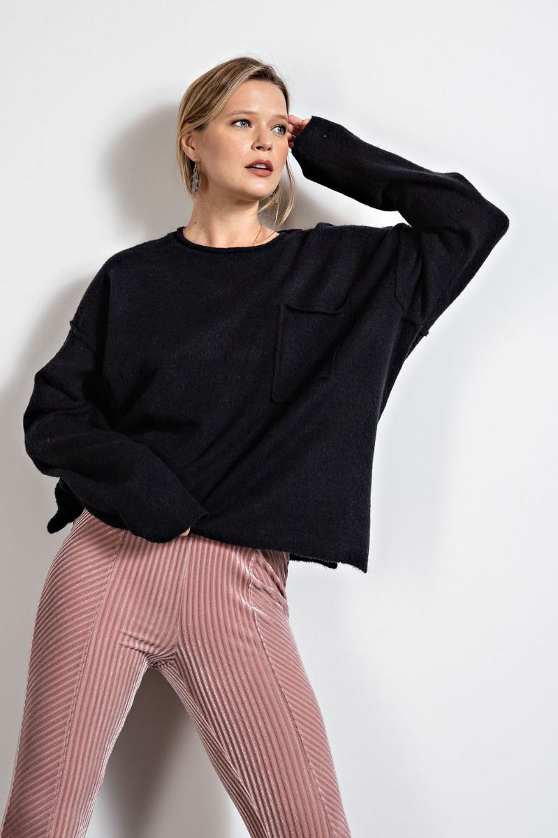 Black Brushed Knit Sweater