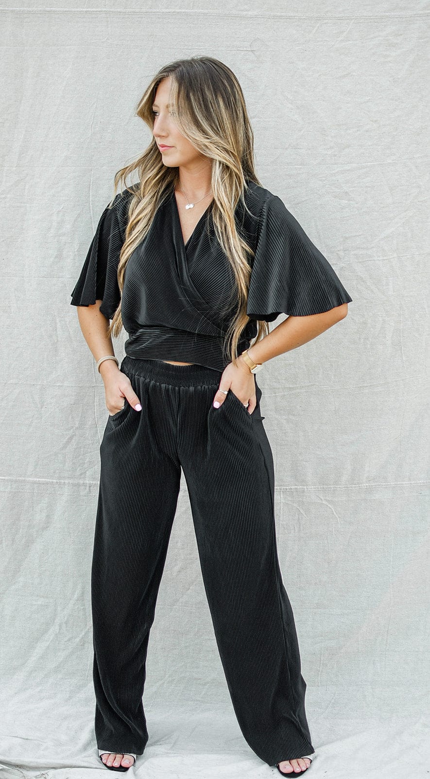 Black Pleated Set Pants