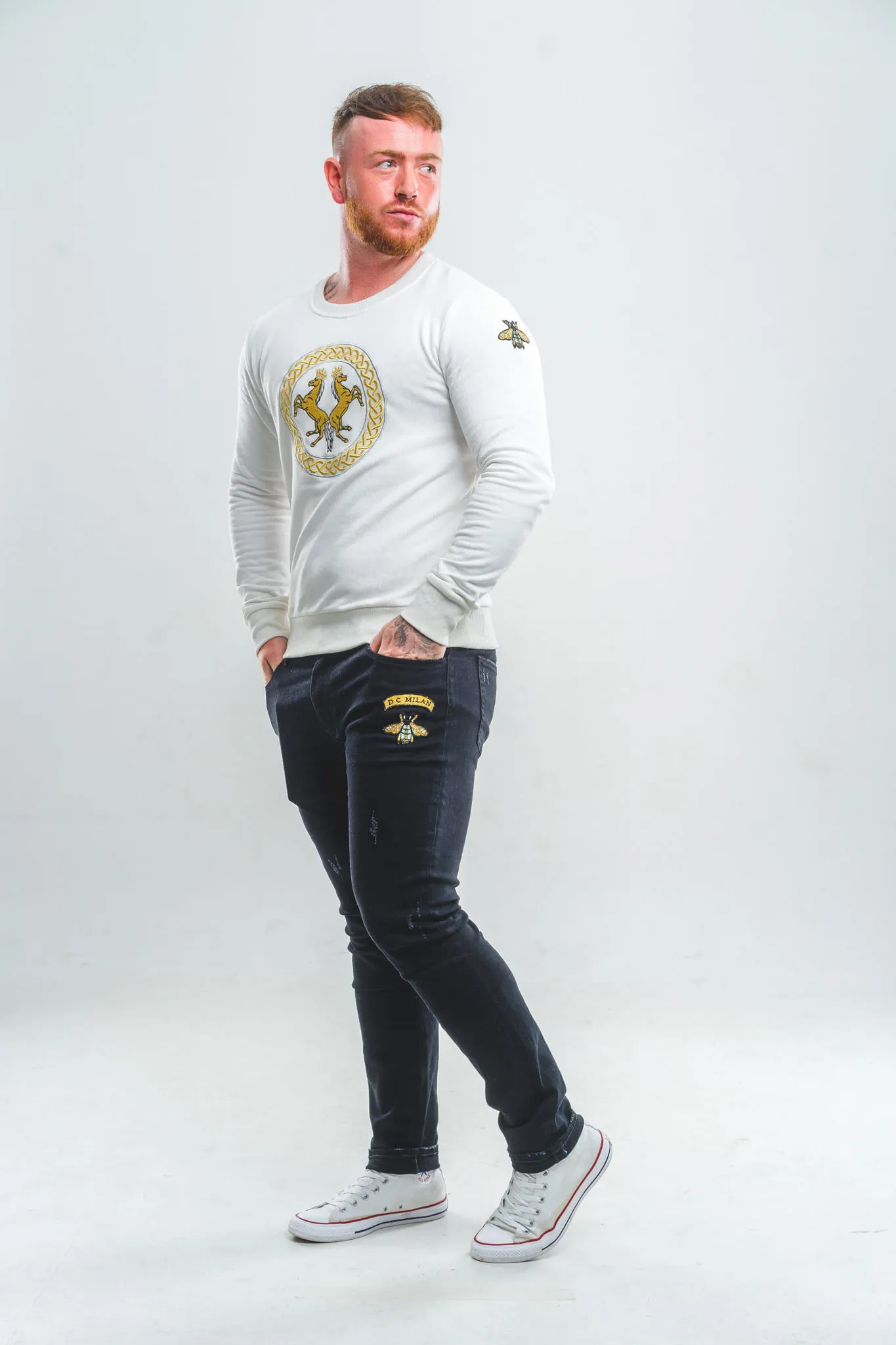 Black Slim-fit Jeans with 2 logos