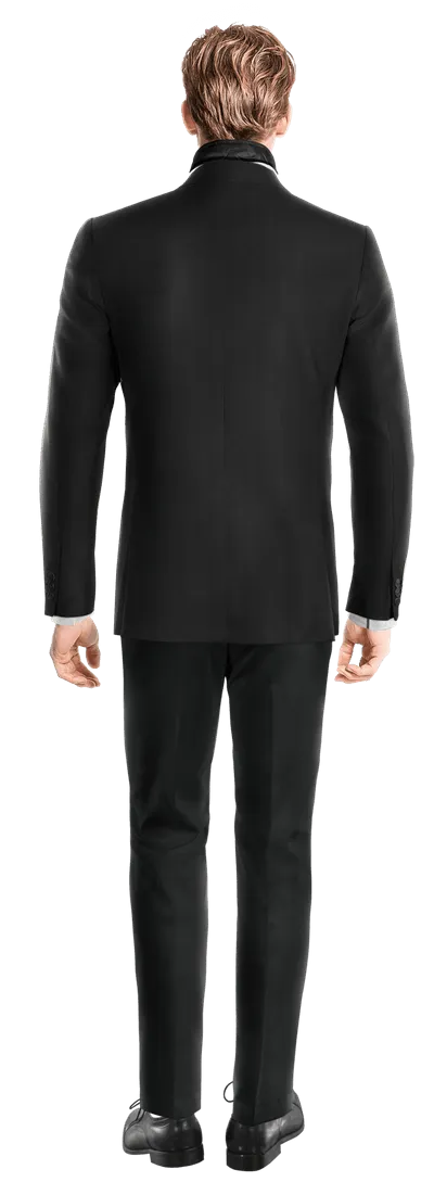  Blazer negro Ónix solapa ancha slim fit de 1 botón