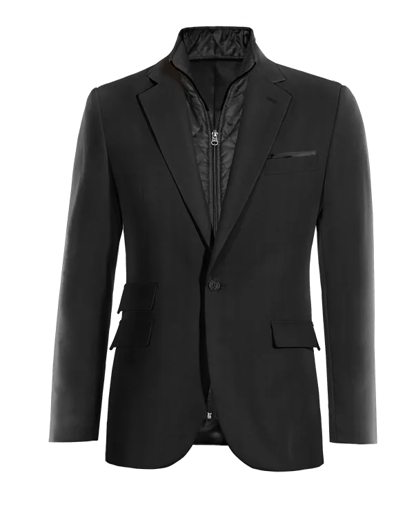  Blazer negro Ónix solapa ancha slim fit de 1 botón