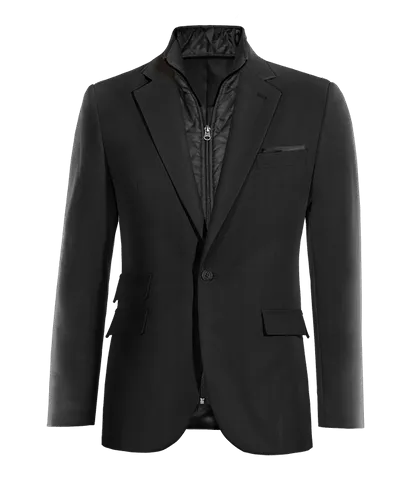  Blazer negro Ónix solapa ancha slim fit de 1 botón