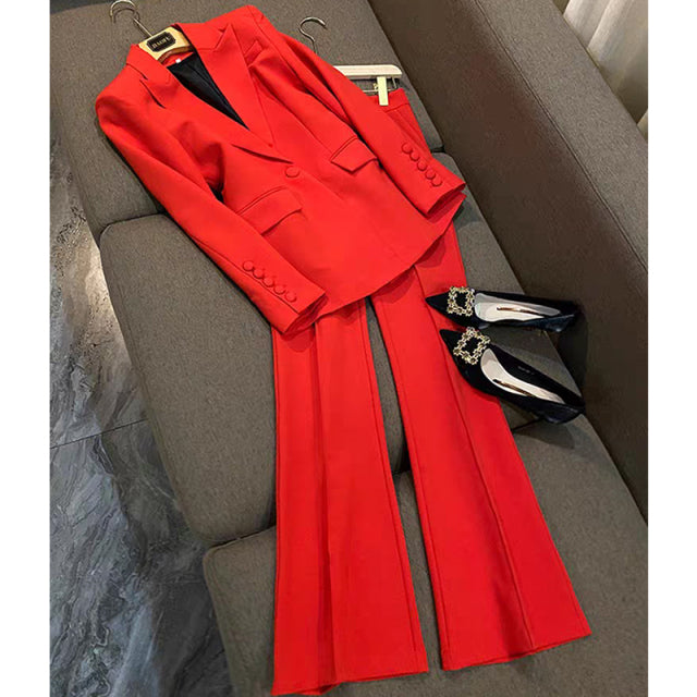 Blazer Pantsuits Two Piece Set Back to  Office Blazer + Pants Formal Suit