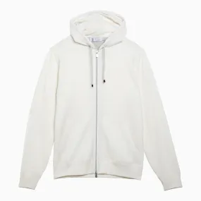 Brunello Cucinelli    Brunello Cucinelli Ivory Cashmere Zipped Hoodie