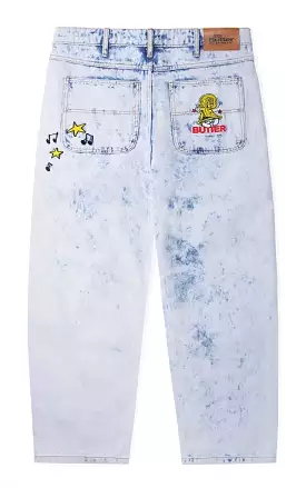 Butter Goods x Smurfs Harmony Denim Pants / Bleach Dye Indigo.