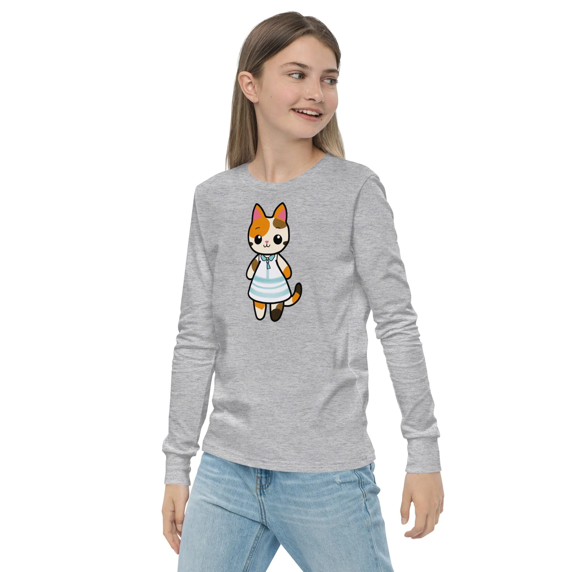 Calico Cat in a Sun Dress Youth Long Sleeve Tee