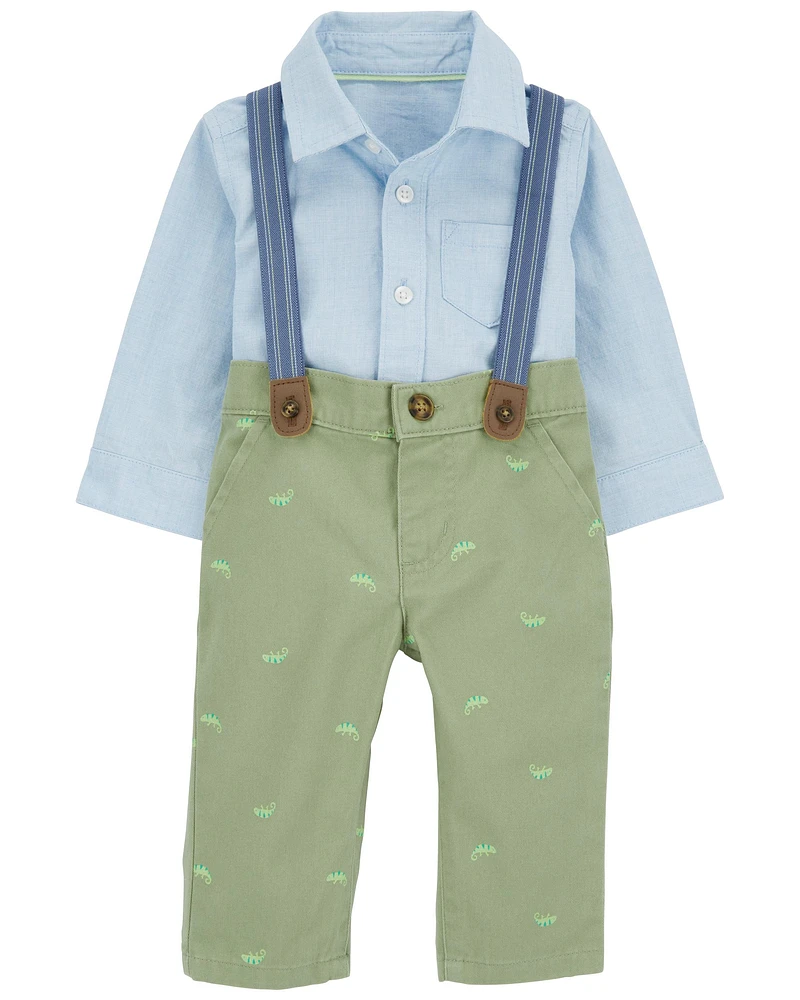 Carter's / OshKosh Baby 2-Piece Button-Front Bodysuit and Suspenders Pants Set