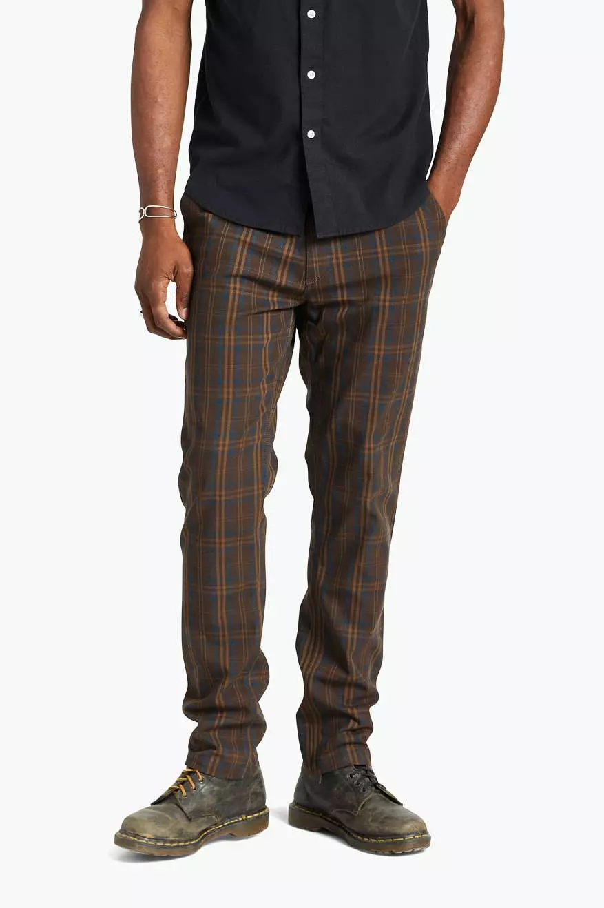 Choice Chino Regular Pant - Brown/Blue Plaid