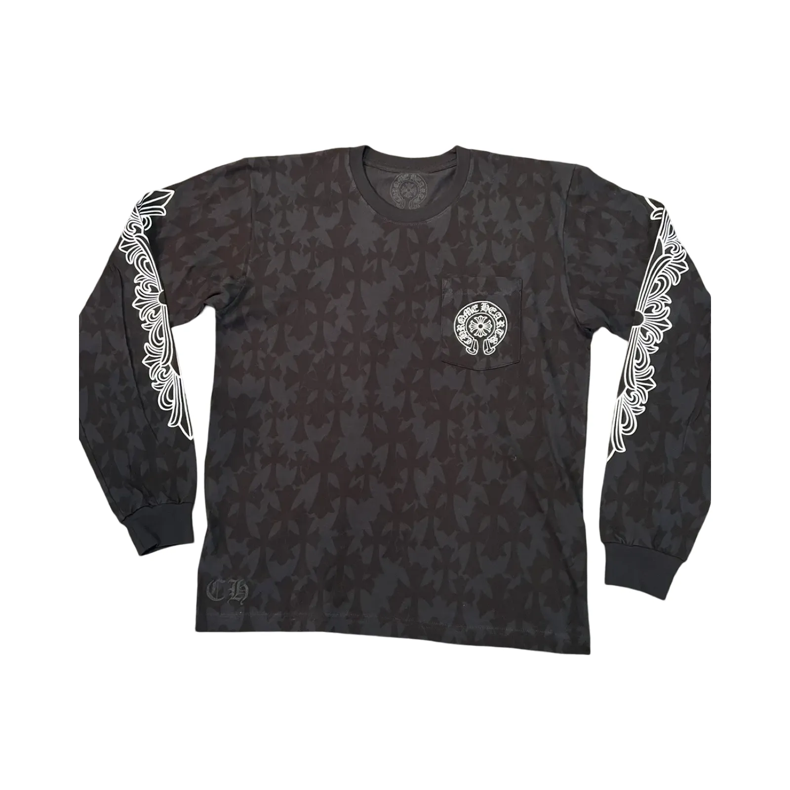 Chrome Hearts Stencil All Over Cross Long Sleeve Tee Black