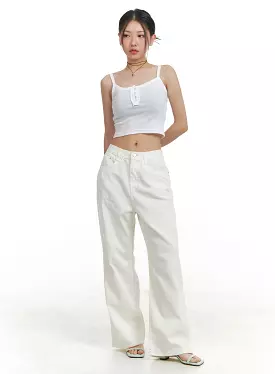 Classic Loose Fit Cotton Straight Pants OA416