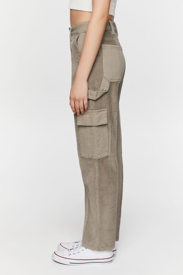 Corduroy-Panel Straight-Leg Utility Pants