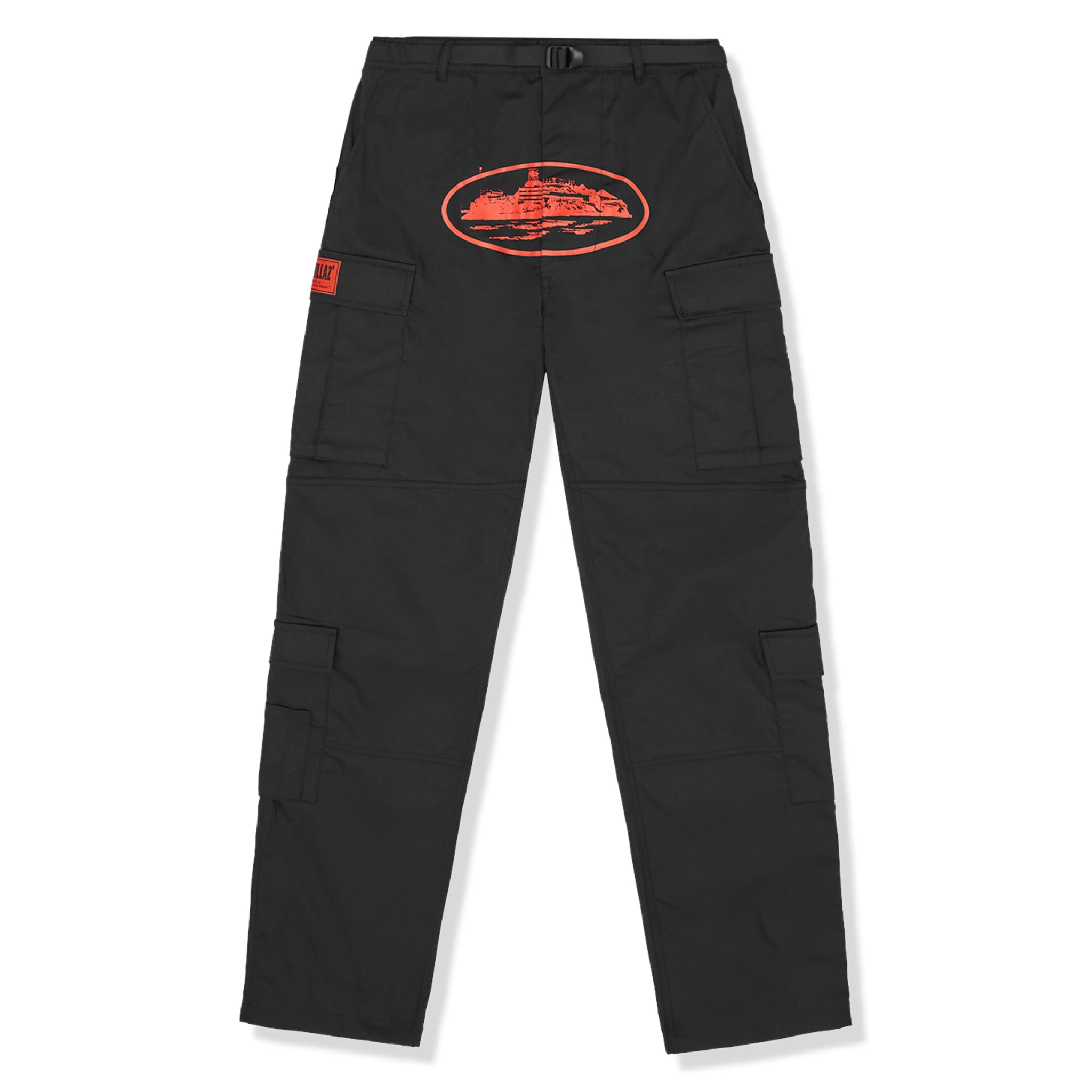 Corteiz Guerillaz Black Red Cargo Pants