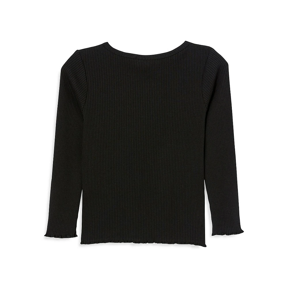 Cotton On Girl's Jade Ribbed Long-Sleeve Top