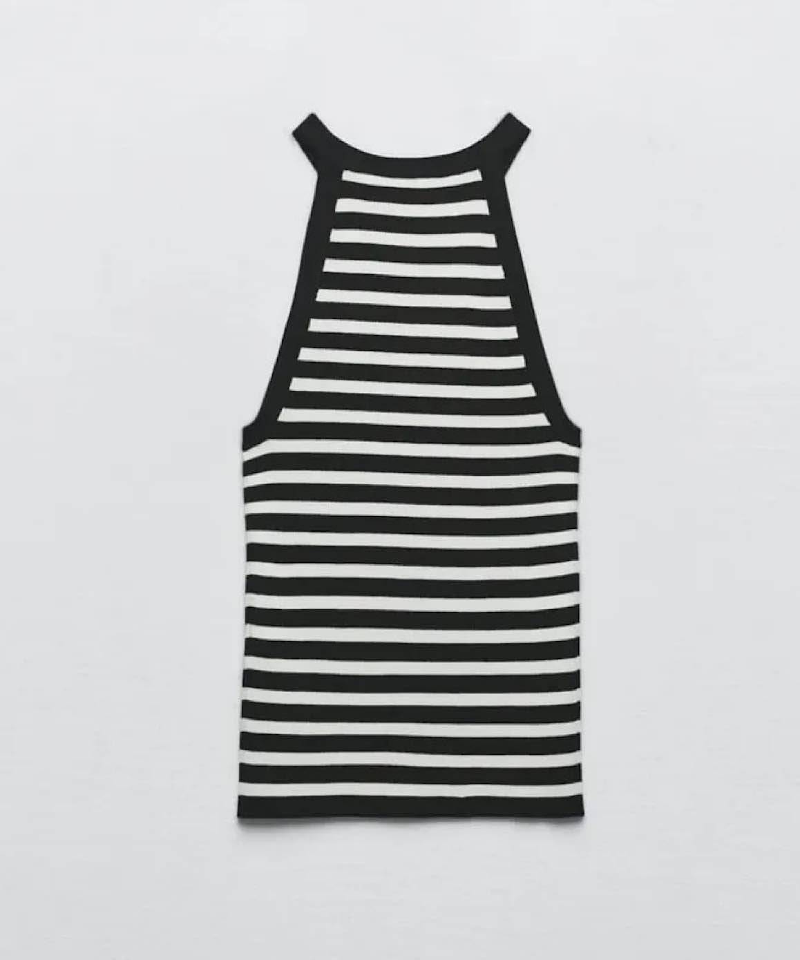 Cotton Ribbed Knit Tank Top In Black