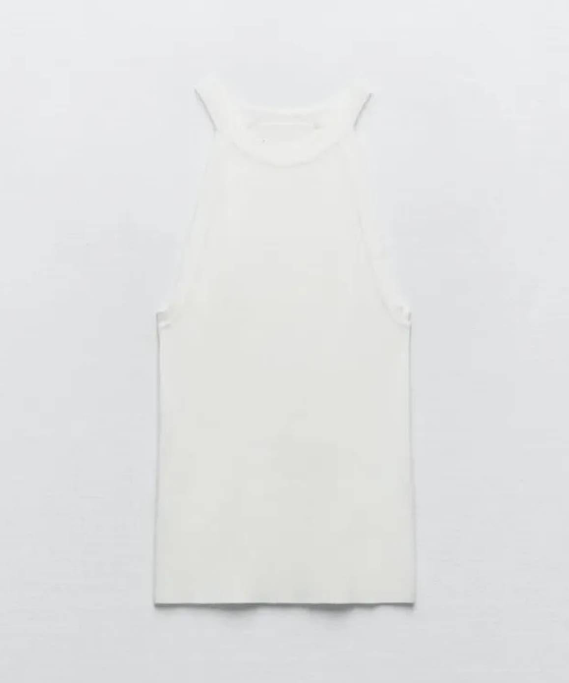 Cotton Ribbed Knit Tank Top In White