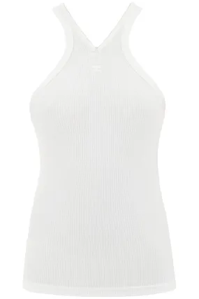 Courreges Ribbed Tank Top With Zipper On The Neckline   White