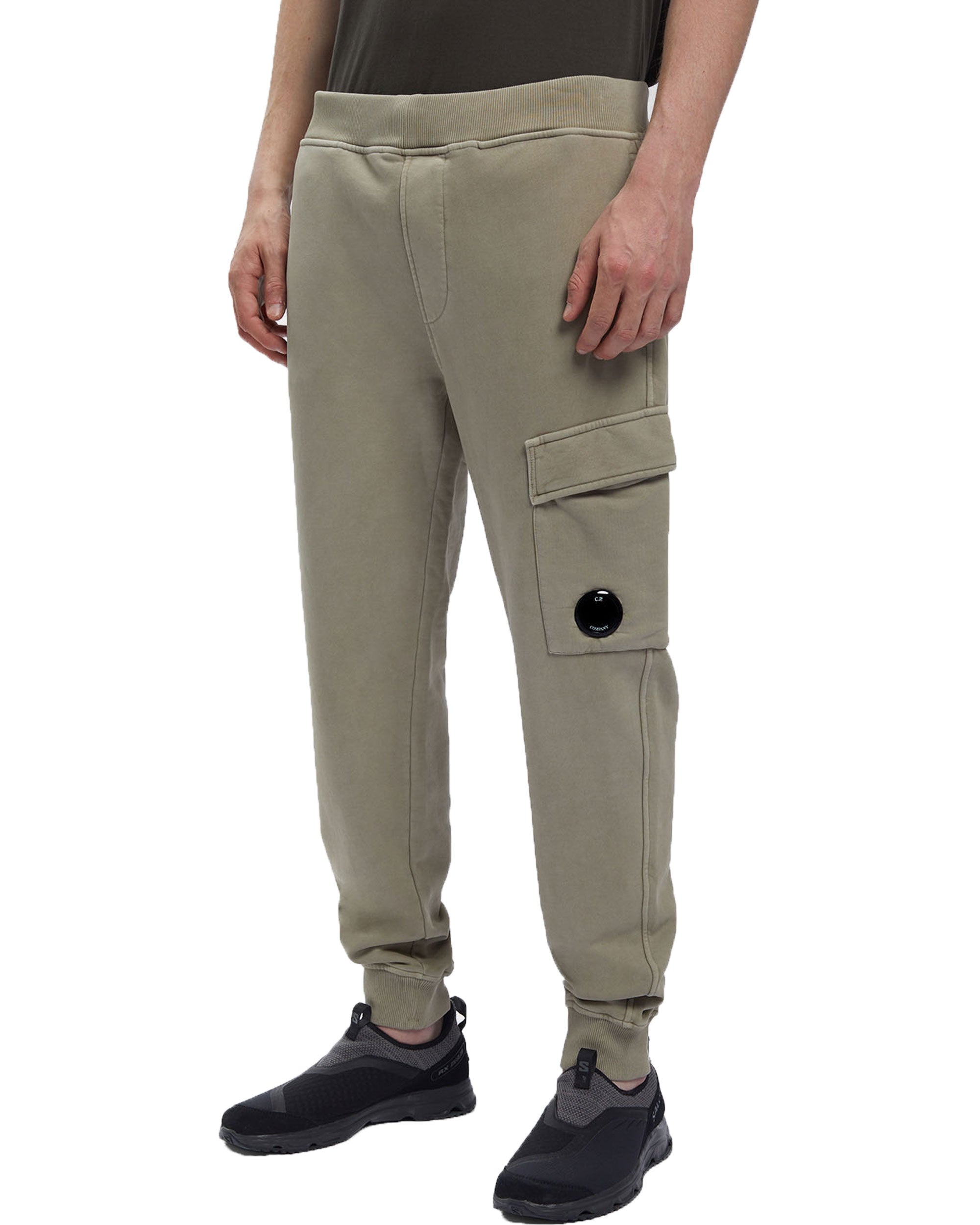 CP Company Brushed & Emerized Diagonal Fleece Cargo Track Pants Silver