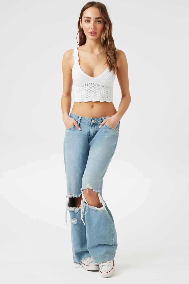 Crochet Lace-Up Crop Top