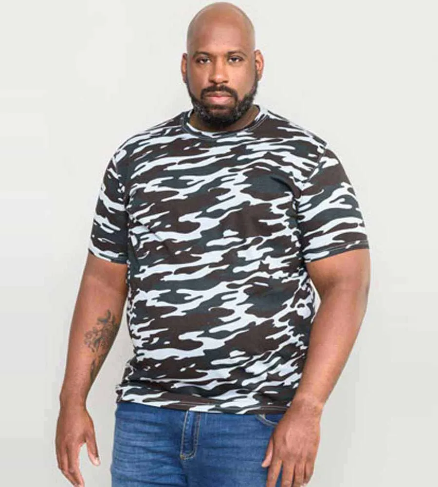 D555 Big Mens Storm Grey Camouflage Print T-Shirt (GASTON STORM)