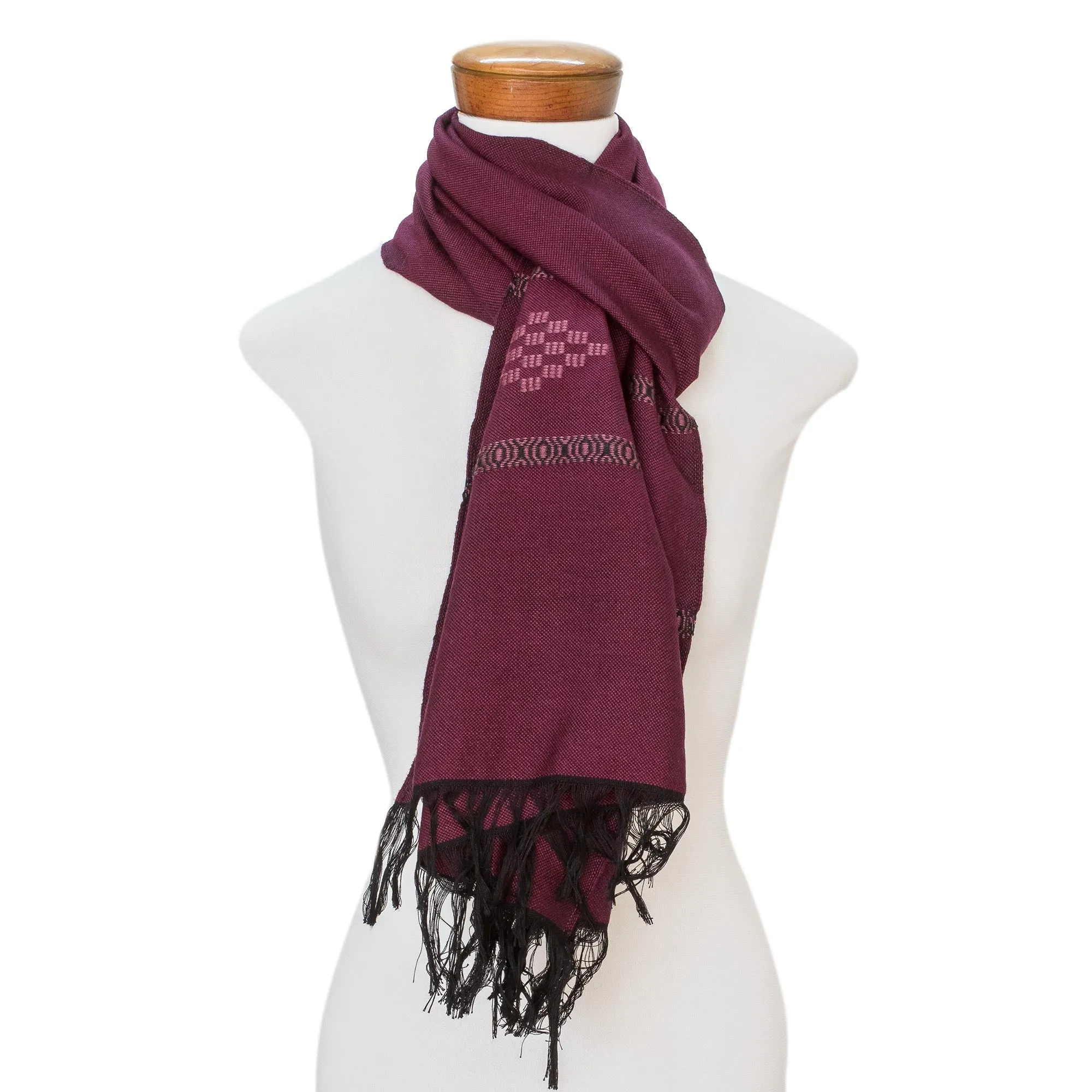 Diamond Diva in Purple Handwoven Purple Cotton Blend Scarf with Diamond Motif