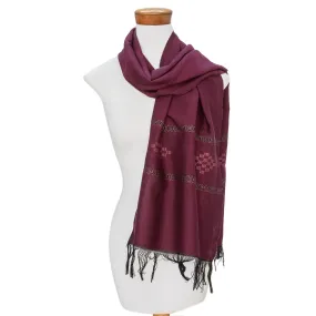 Diamond Diva in Purple Handwoven Purple Cotton Blend Scarf with Diamond Motif