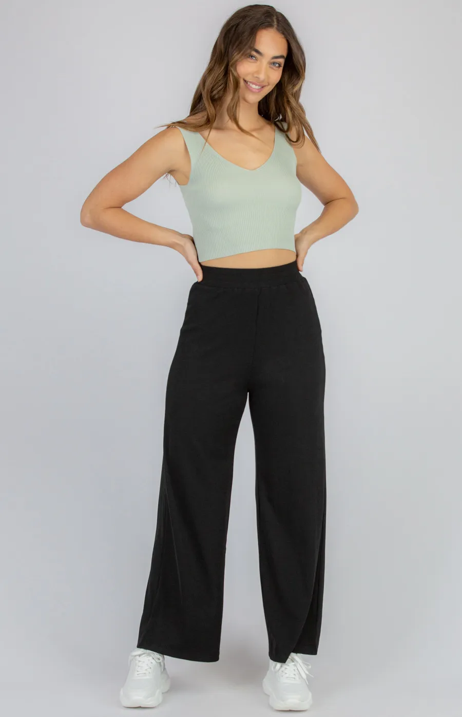 Drape Jersey Rib Pants (SPA376A)