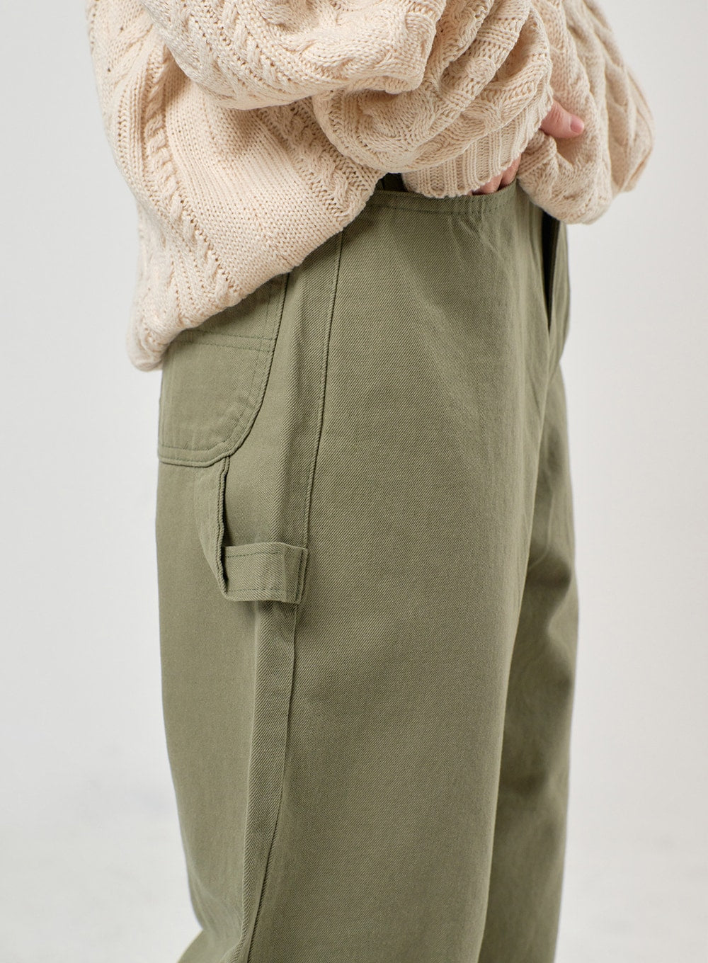 Drawstring Cotton Straight Pants OF405